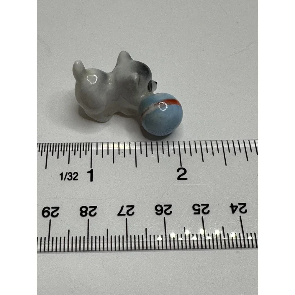 VTG 1960s Josef Miniature kitty cat figure playing with ball Figure